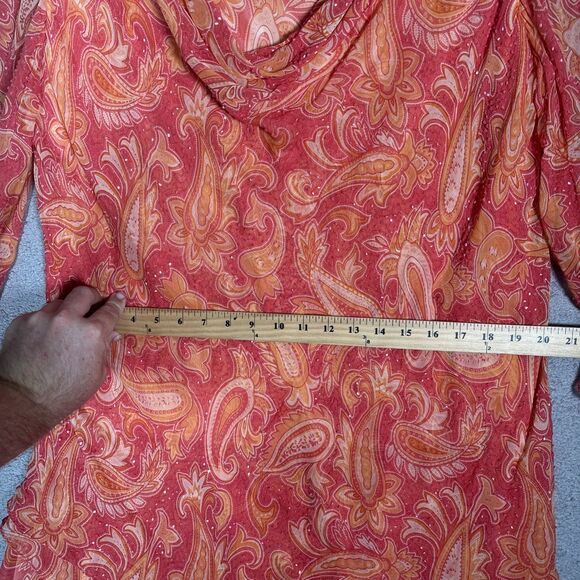 Terani Couture Women’s Size 22 Coral Silk Beaded Dress Art Deco Layered‎ Chiffon - Picture 10 of 16